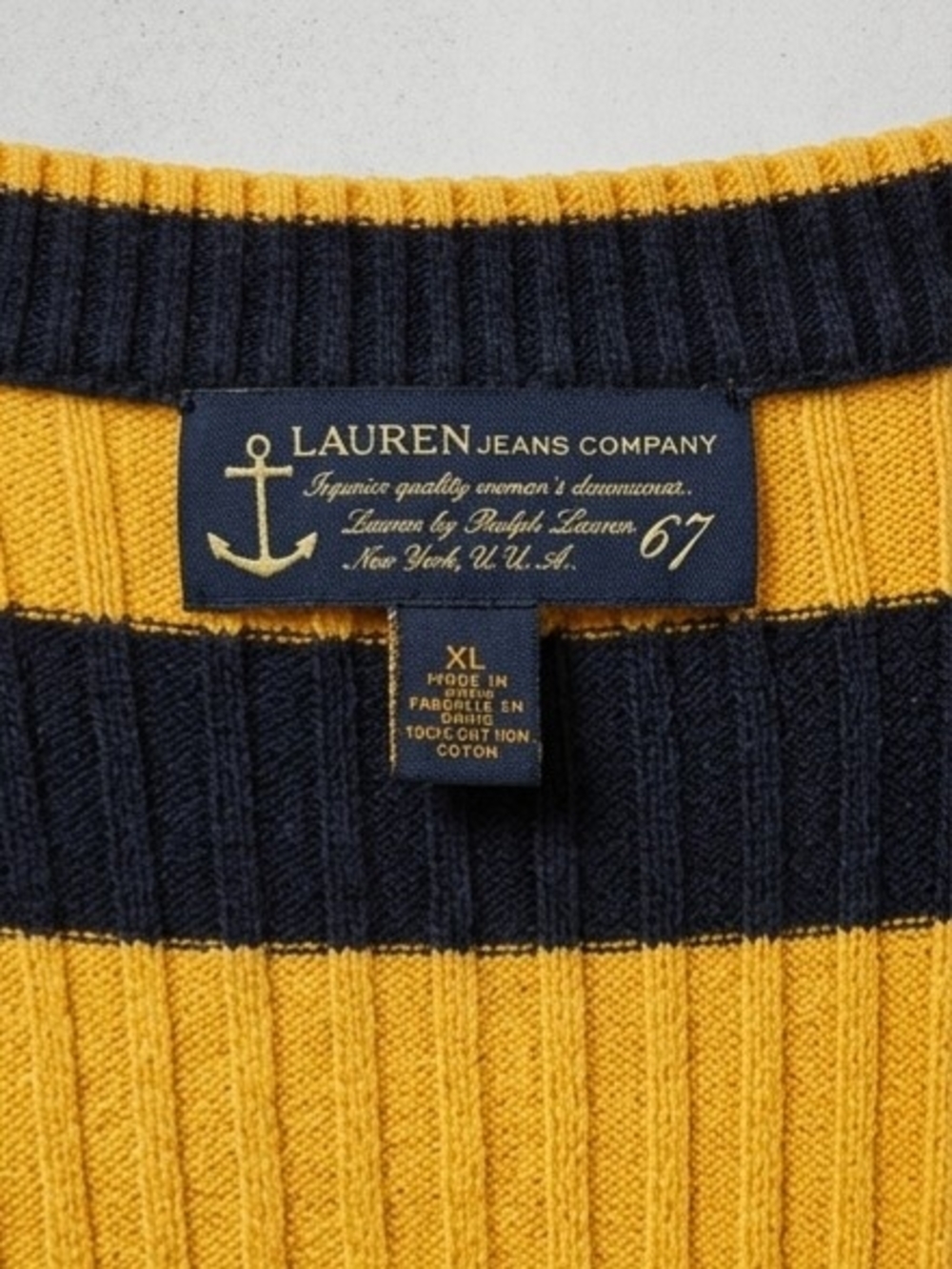 Lauren Jeans Co. Ralph Lauren Striped Henley V-Neck Sweater - Picture 4 of 8